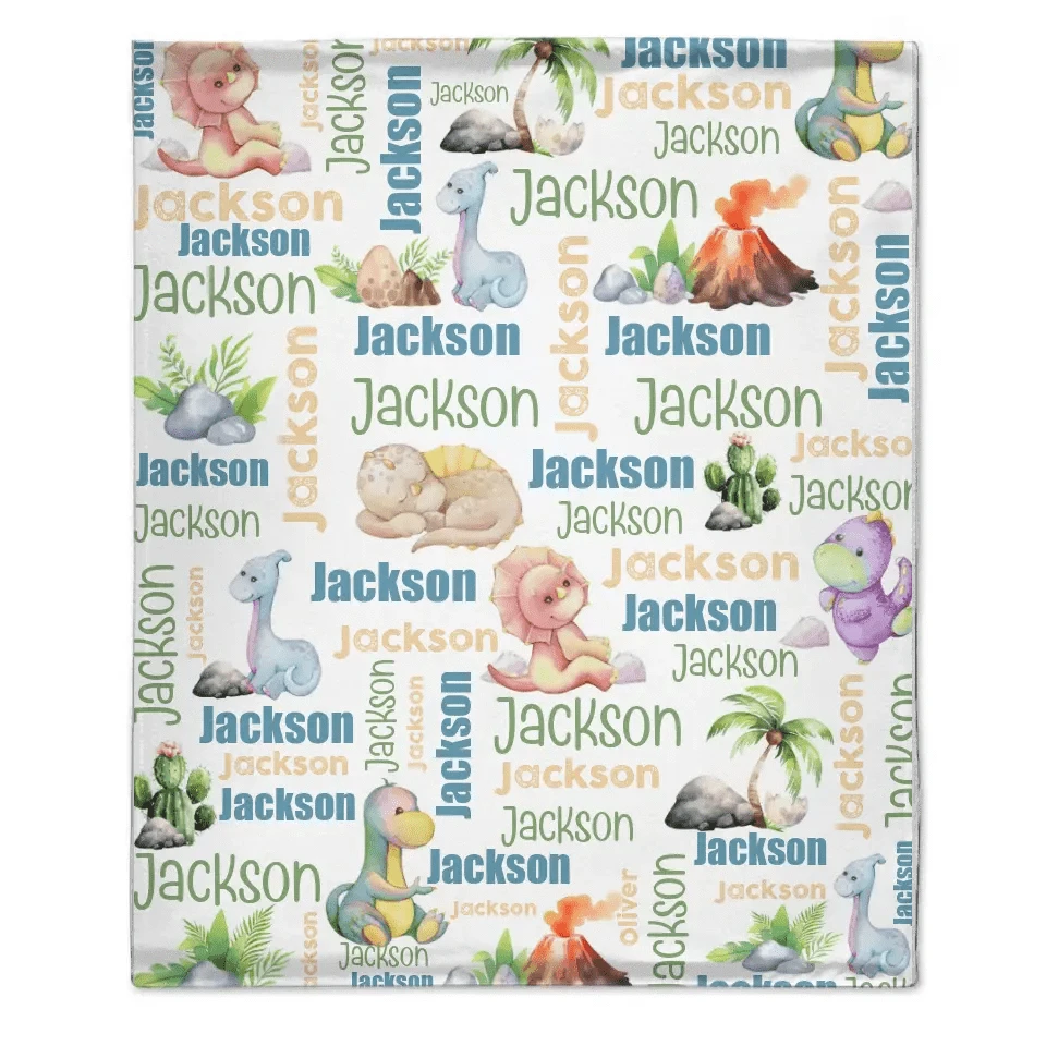Personalized Dinosaur Name Pattern baby blanket