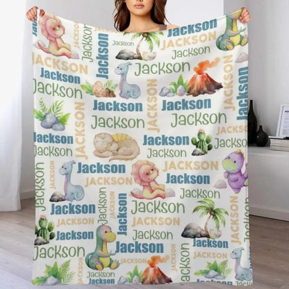 Personalized Dinosaur Name Pattern baby blanket