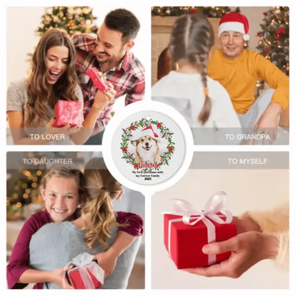 Personalized Photo Custom Round Shaped Christmas Ornament For Pet Lovers - My First Christmas With My Forever Family