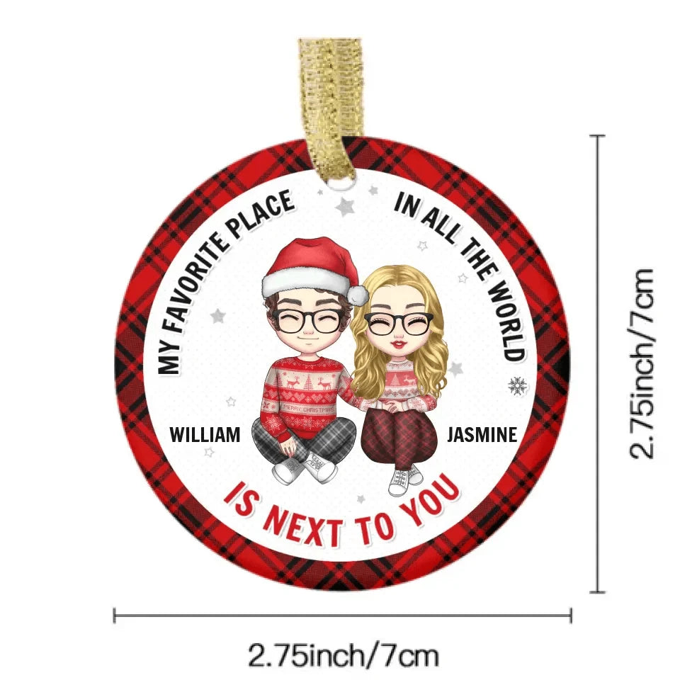 Personalized Custom Couple Ceramic Round Shaped Ornament - Christmas Gift - The Best Thing I've Ever Found