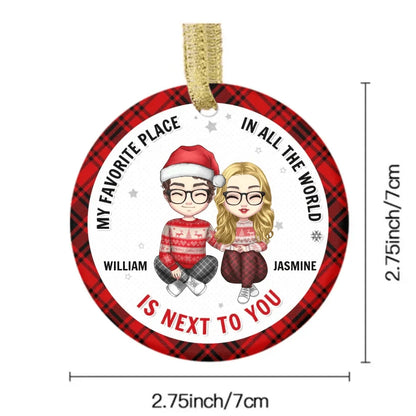 Personalized Custom Couple Ceramic Round Shaped Ornament - Christmas Gift - The Best Thing I've Ever Found