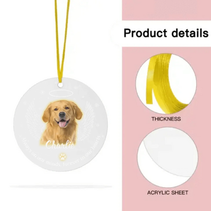 Personalized Memorial Acrylic Ornament Pet Photo Paw Prints In Our Hearts - Gift for Pet Lovers