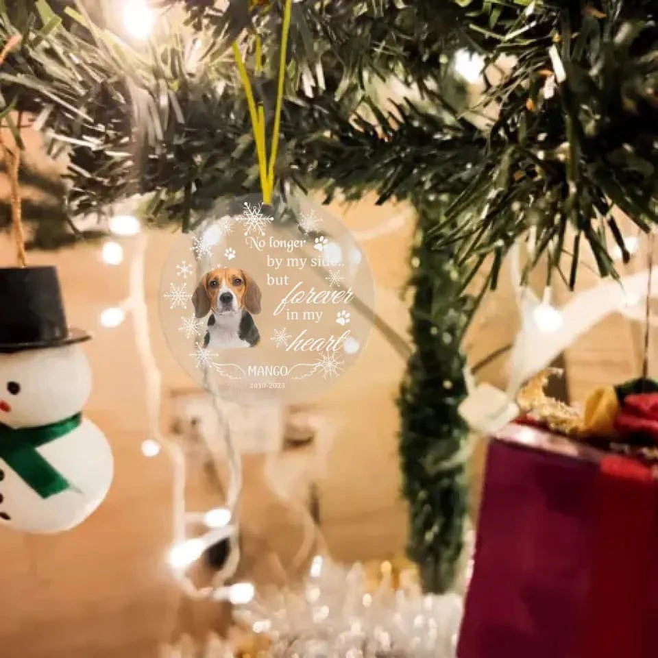 Personalized Memorial Gift Acrylic Ornament For Pet Lovers - No Longer By My Side Pet Photo