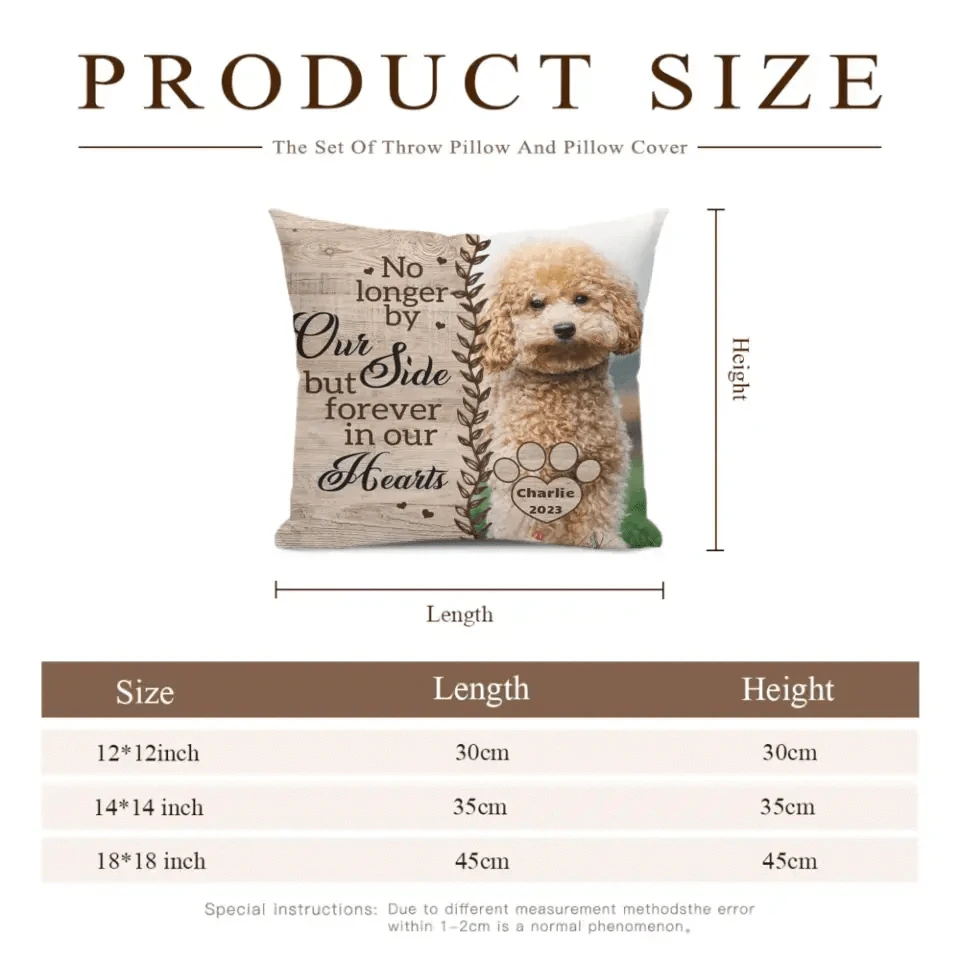 Custom Photo Memorial Personalized Pillow - No Longer By Our Side - Sympathy Gift For Pet Lovers