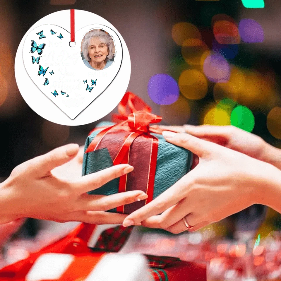 Custom Photo Memorial Personalized Ornament - Acrylic Heart Shaped - Christmas Gift, Sympathy Gift