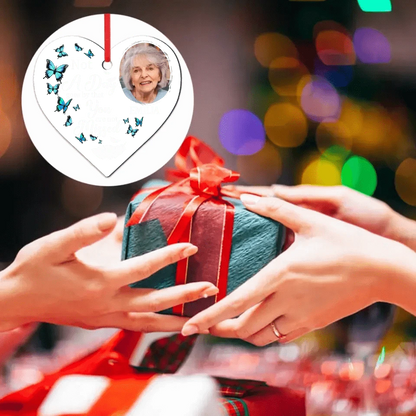 Custom Photo Memorial Personalized Ornament - Acrylic Heart Shaped - Christmas Gift, Sympathy Gift