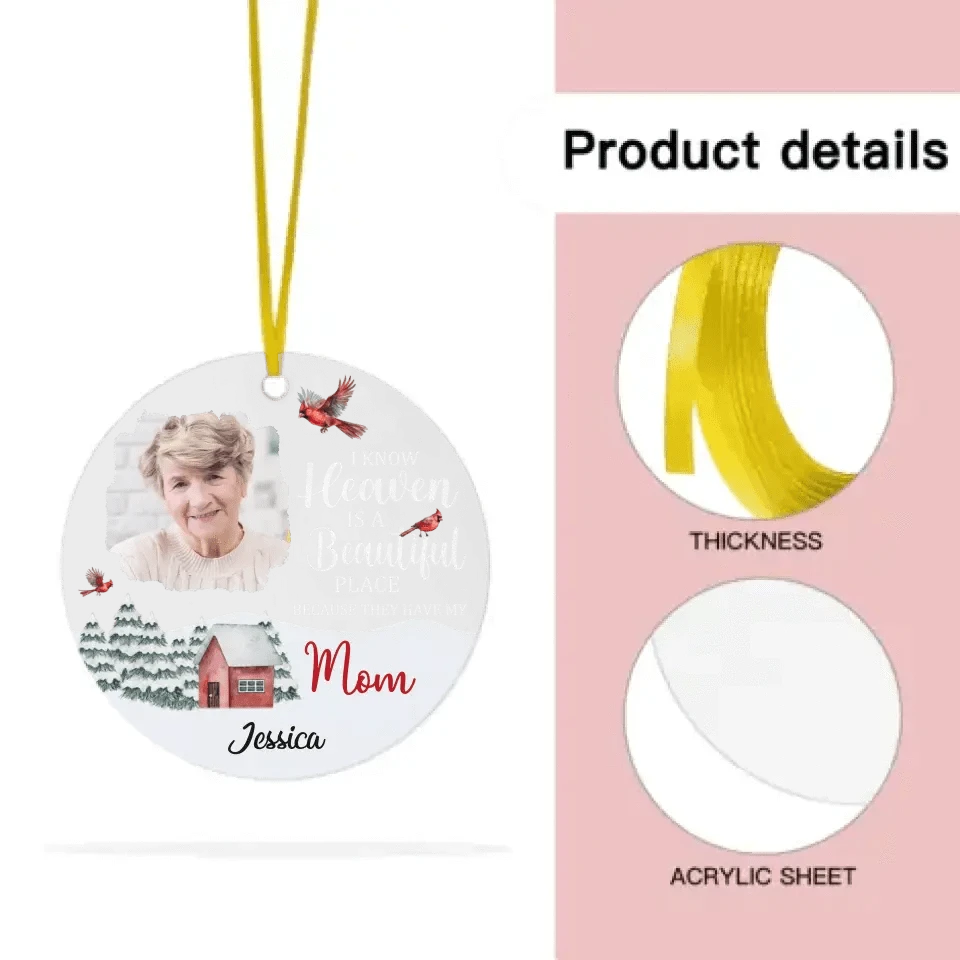 Personalized Memorial Photo - Red Farmhouse Christmas Acrylic Ornament