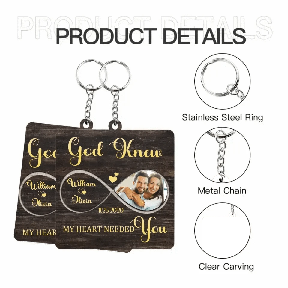 Personalized Fiberboard Keychain Custom Photo For Couple - My Heart Needed You