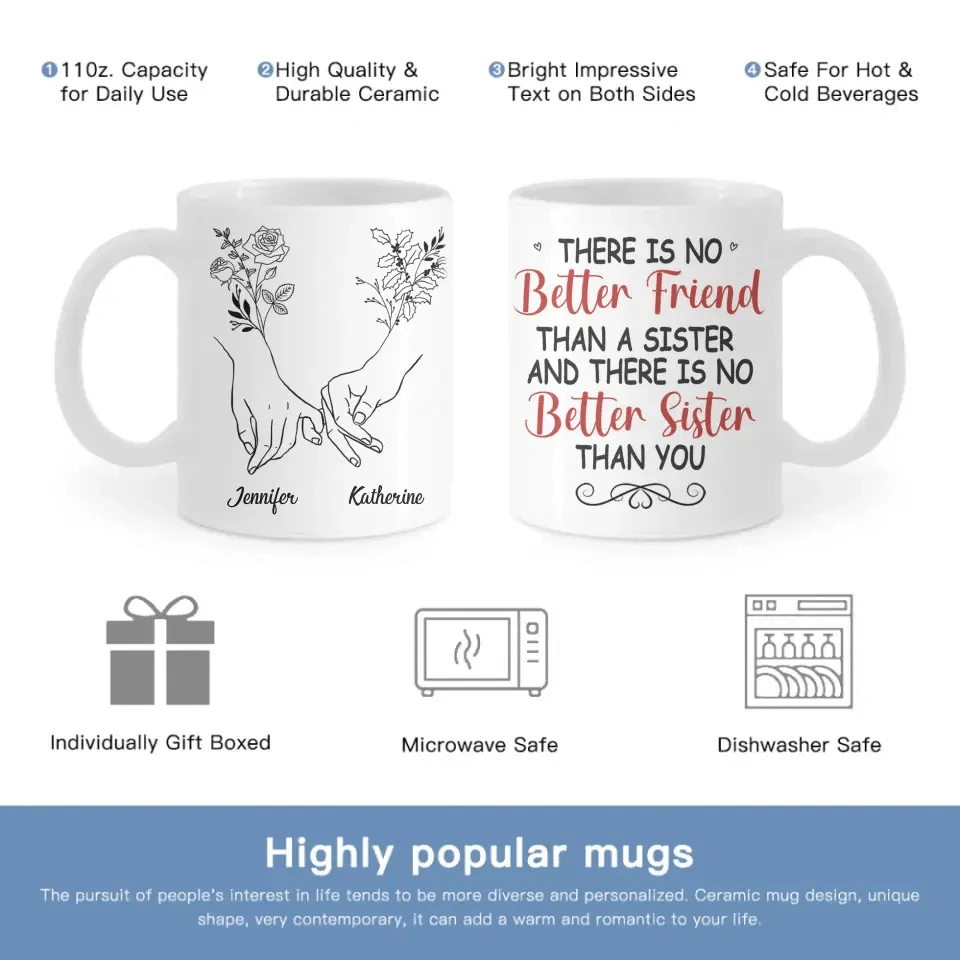Bestie BFF Personalized Custom Mug  - There Is No Better Sister Than You