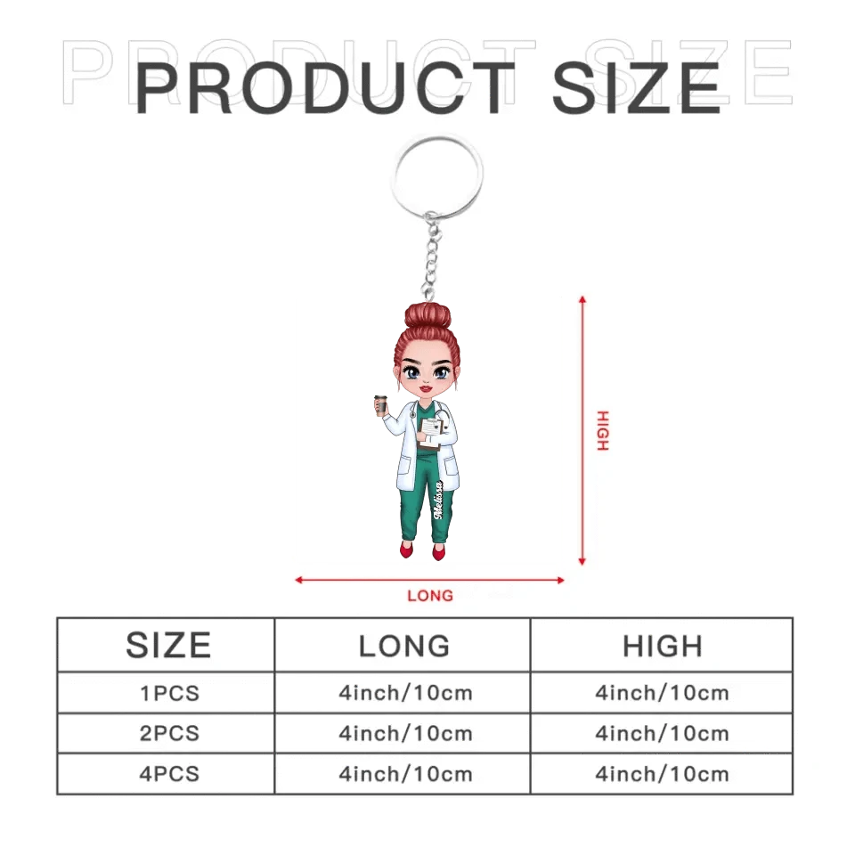 Personalized Nurse Character Keychain - Gift For Nurse