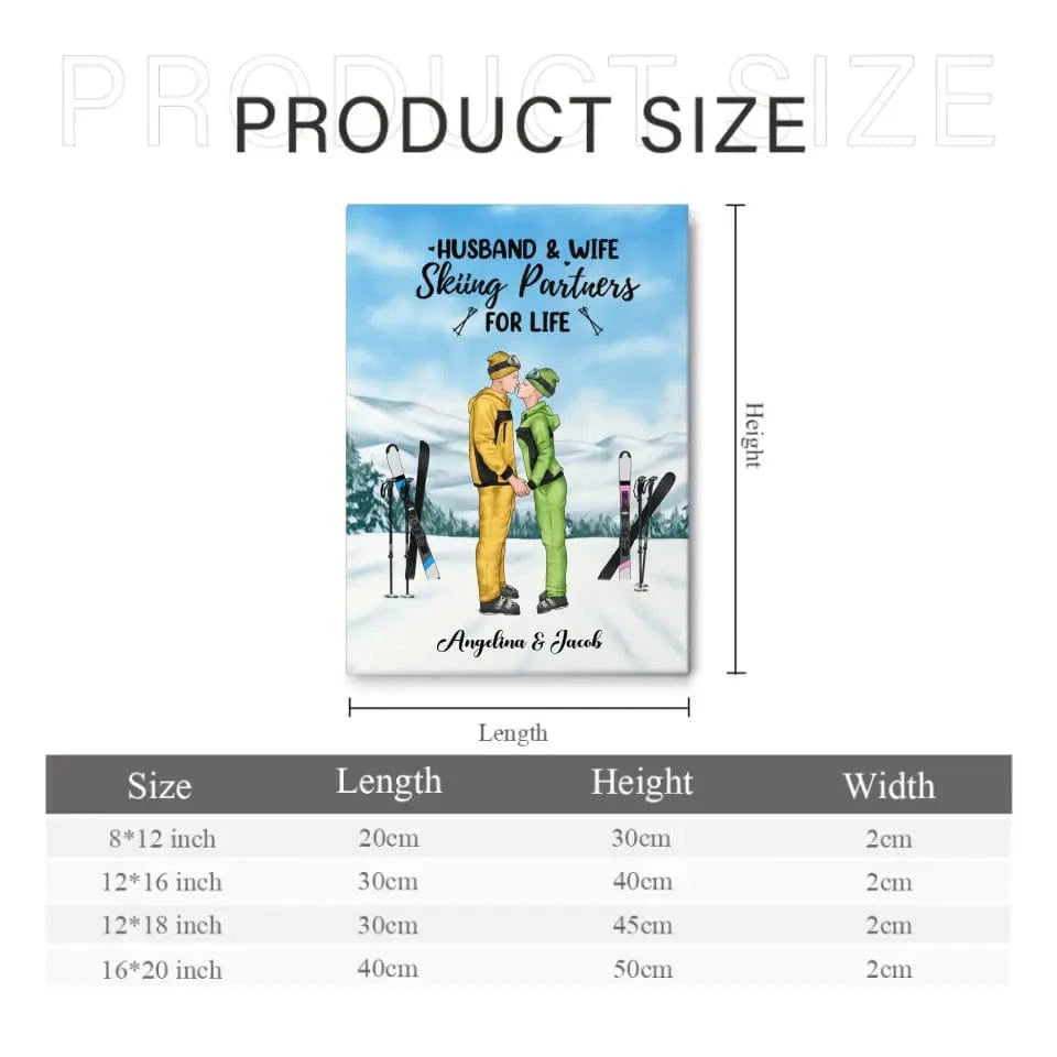 Personalized Skiing Canvas Wall Art for Couples, Skiing Lovers - Skiing Partners for Life