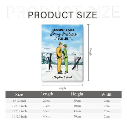 Personalized Skiing Canvas Wall Art for Couples, Skiing Lovers - Skiing Partners for Life