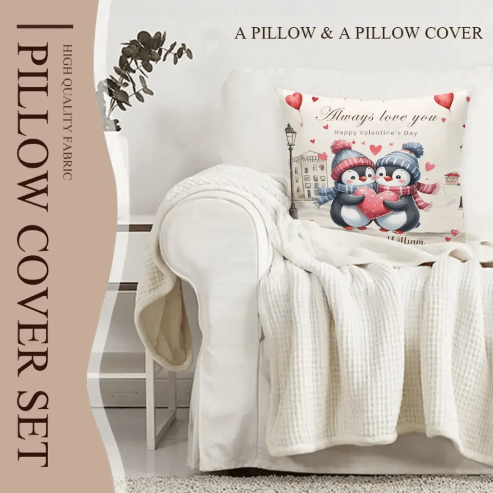 Personalized Pillow - Gift For Penguin Couple
