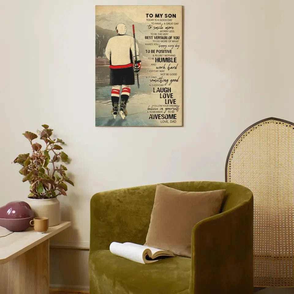 Custom Personalized Ice Hockey Canvas Wall Art - Hockey Gifts, Gifts For Hockey Players And My Son
