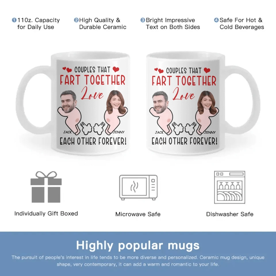 Funny Custom Face Coffee Mug - Love Each Other Forever, Valentine's Gifts