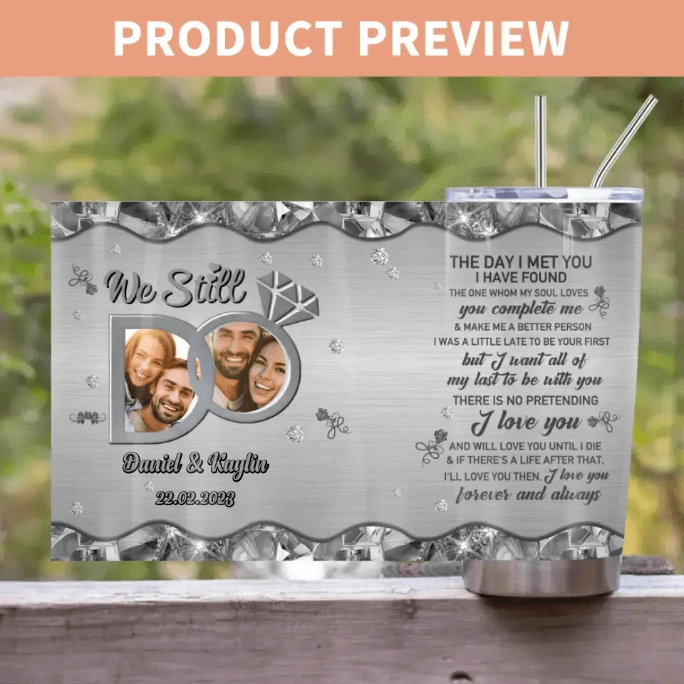 Custom Photo Personalized Couple Tumbler - Anniversary Gift Idea For Couple