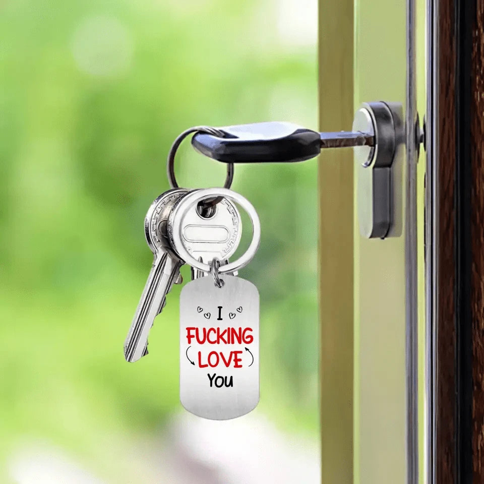 Custom Personalized Couple Photo Aluminum Keychain - I Love You