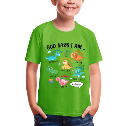 Gifts For Grandson Dinosaur God Say I Am ...T Shirt For Kids