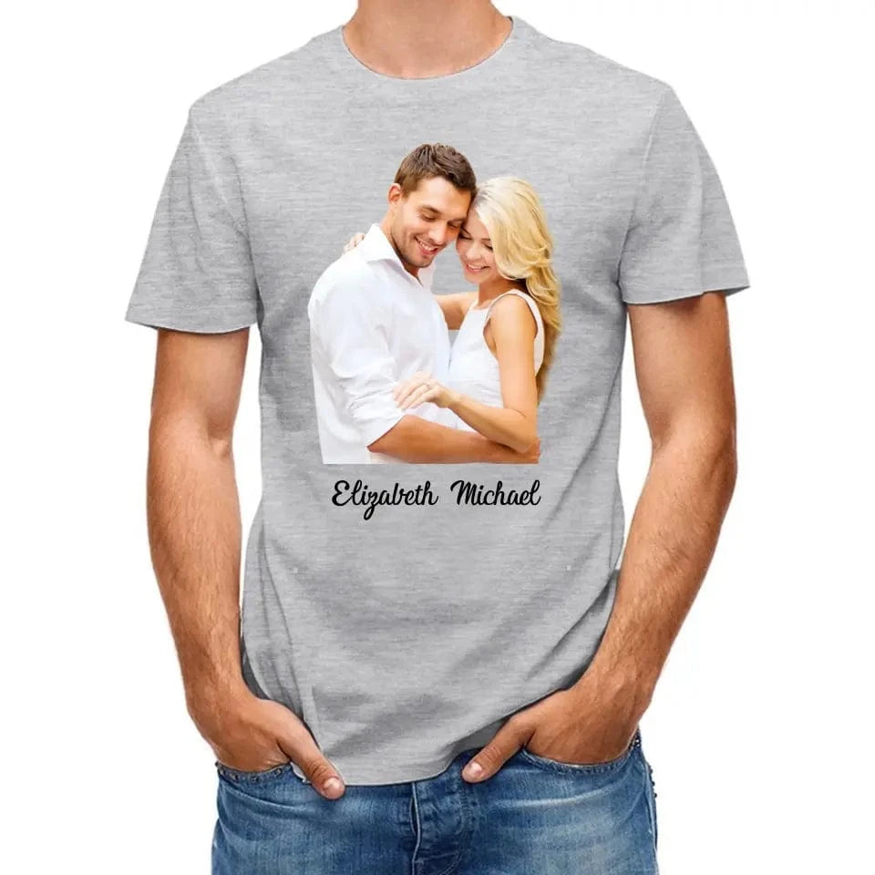 Custom Photo The Beginning Of Love - Couple Personalized Custom Unisex T-shirt