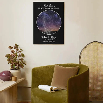 Custom Night Sky Map Canvas Wall Art - Personalized Anniversary Gift