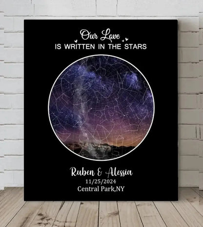 Custom Night Sky Map Canvas Wall Art - Personalized Anniversary Gift