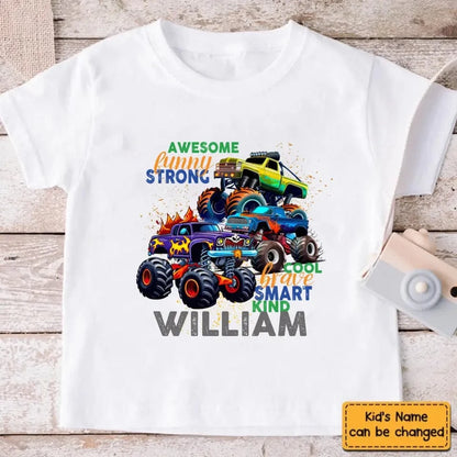 Monster Truck Custom T-shirt Gift for Kids, Personalized Gift for Toddler Boy