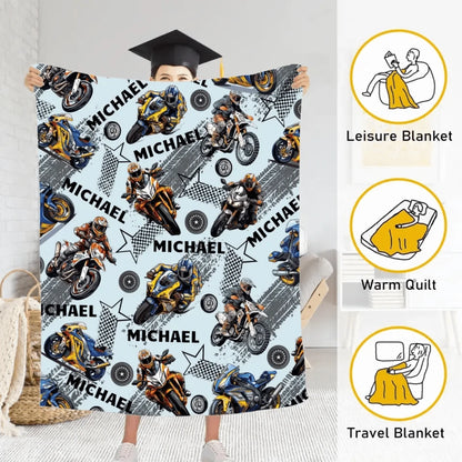 Custom Blanket with Name - Dirt Bikes