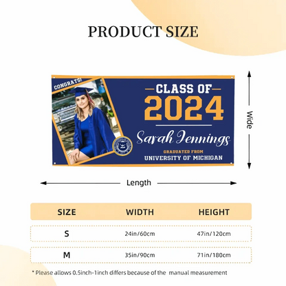 Class of 2024 Graduation Banner,  Personalized Graduation Gift, Graduation Party Decorations, Custom School And Photo