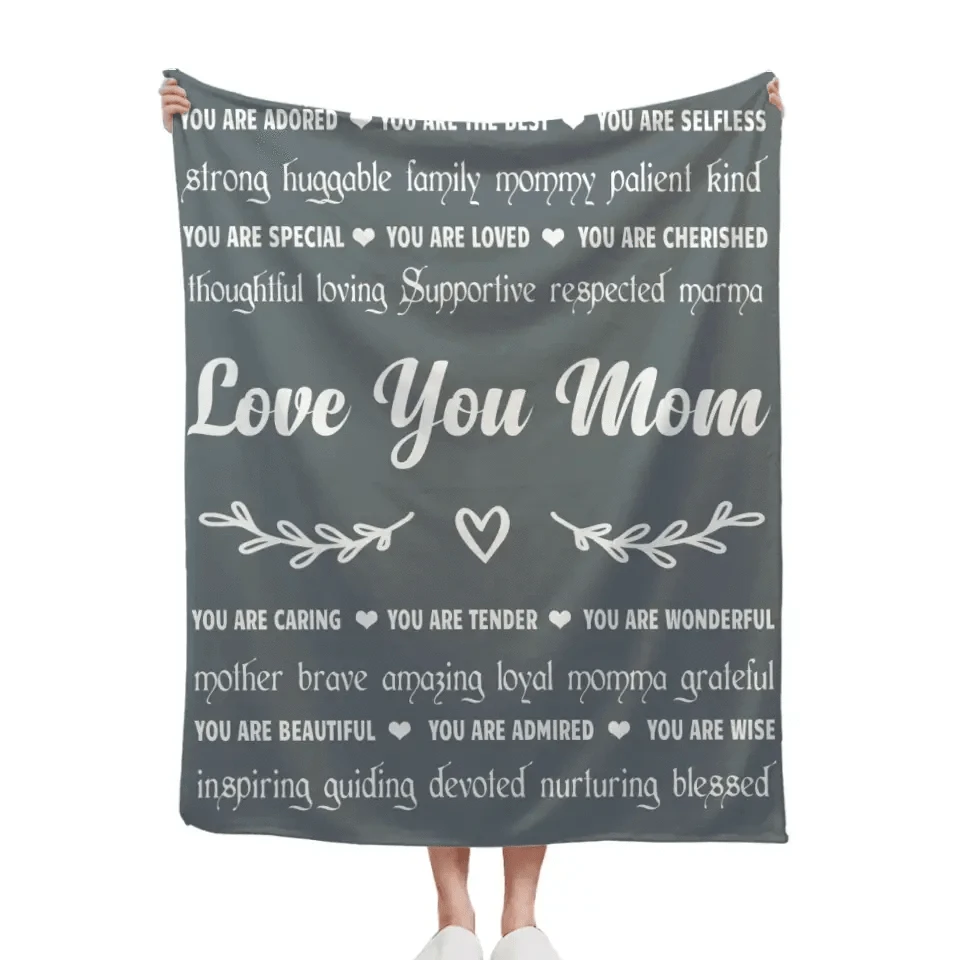 Personalized Mother's Day Blanket, Love You Mom, Filled with Words of Love and Appreciation from Son or Daughter