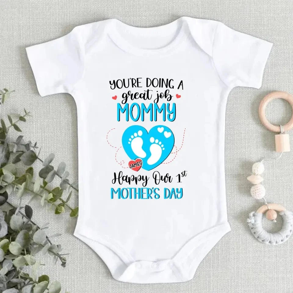You're Doing Great Job Mommy - Family Personalized Custom Baby Onesie - Mother's Day, Baby Shower Gift, Gift For First Mom