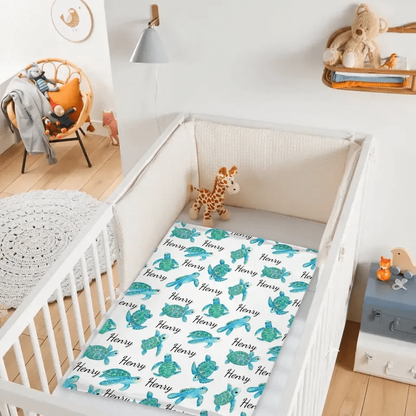 Personalized Blanket with Turtle, Custom Baby Name Blanket for Girl Boy