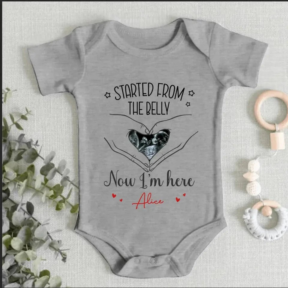 Custom Photo As Seen On Ultrasound - Family Personalized Custom Baby Onesie - Mother's Day, Baby Shower Gift, Gift For First Mom