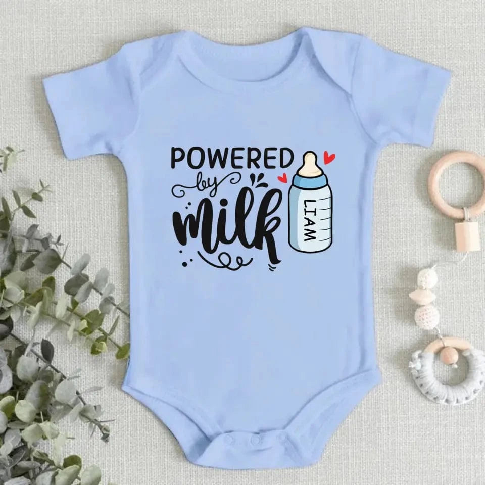Powered By Milk - Family Personalized Custom Baby Onesie