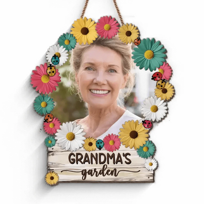 Custom Photo Grandma's Garden - Family Personalized Custom Shaped Home Decor Sign - House Warming Gift For Mom, Grandma
