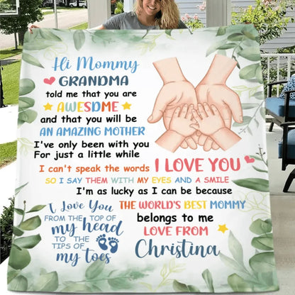 Holding Your Hand, I Will Be The Happiest Mother In The World - Personalized Blanket