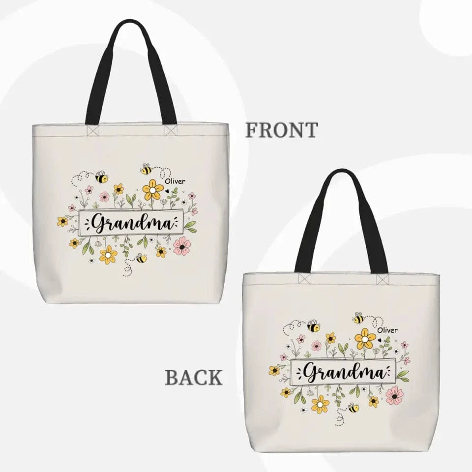 Family Personalized Garden Bees Zippered Bag For Grandma