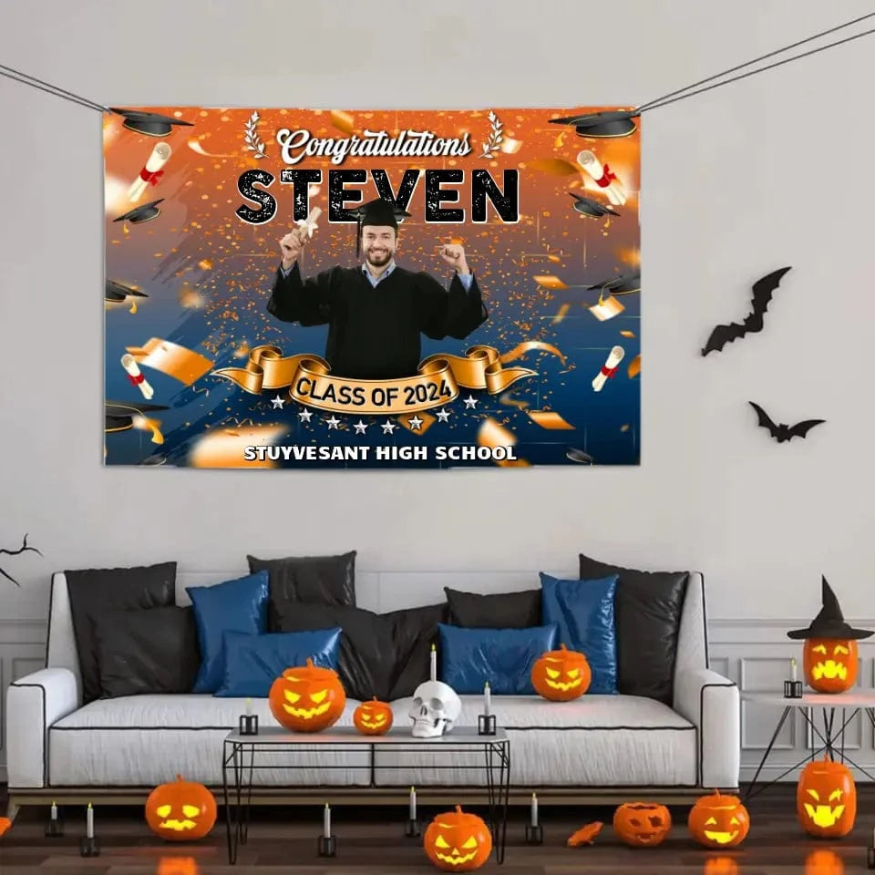 Custom Photo Congrats Class Of 2024 Graduation Backdrop Banner