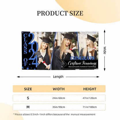 Congratulations Class Of 2024 - Personalized Three Photo Graduation Banner