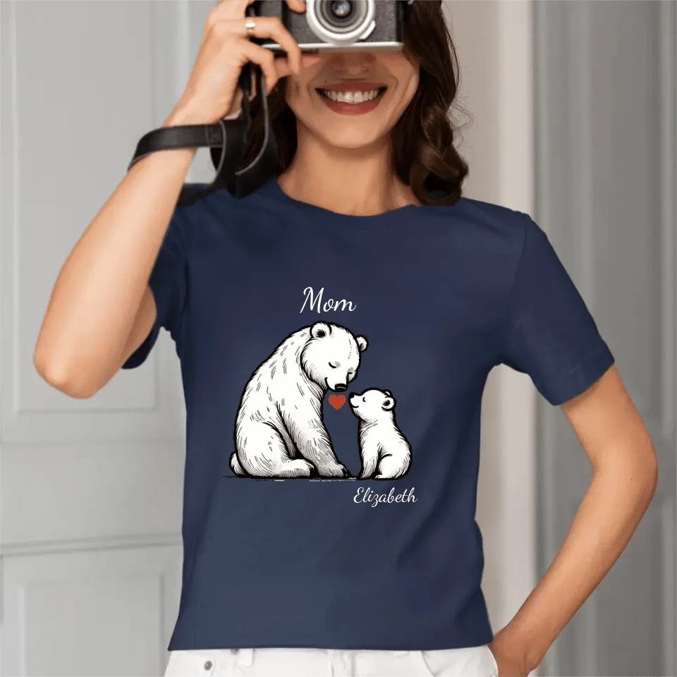 Customized bear children's cotton T-shirt with personalized name