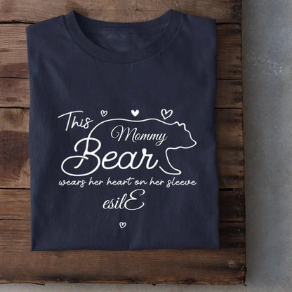 This mama bear prints her heart on clothing - Family Personalized Unisex T-Shirt, Gift for Mom