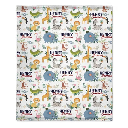 Personalized Smiling Animals Name Blanket