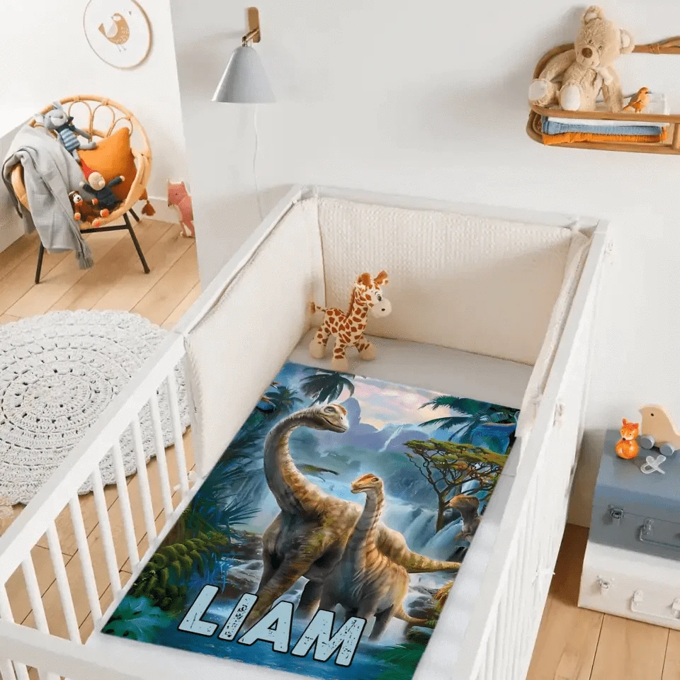 Jurassic Giraffe, Personalized Name Blanket for Kids