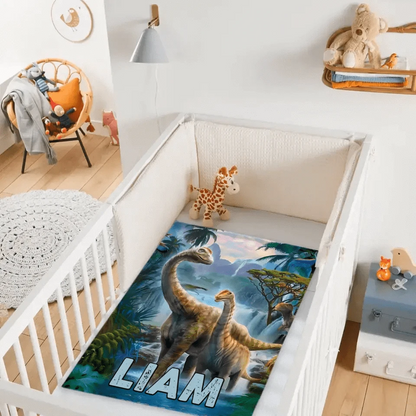 Jurassic Giraffe, Personalized Name Blanket for Kids