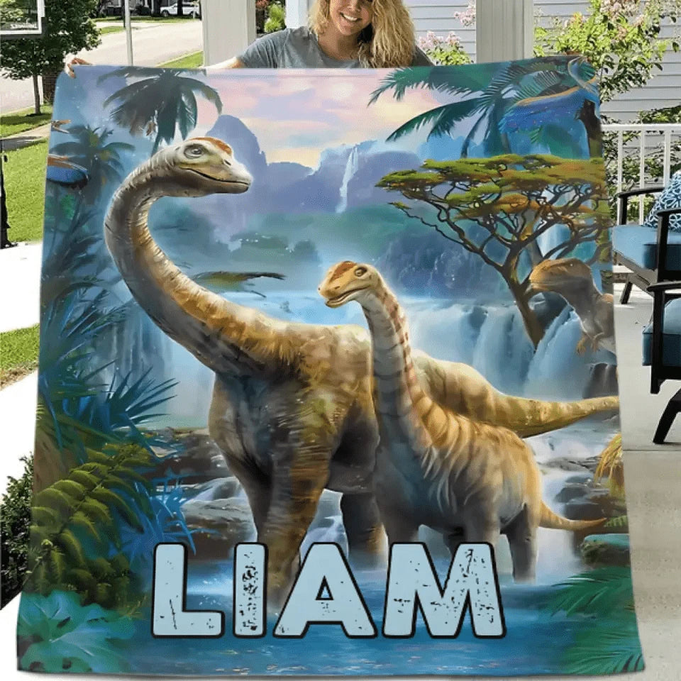 Jurassic Giraffe, Personalized Name Blanket for Kids