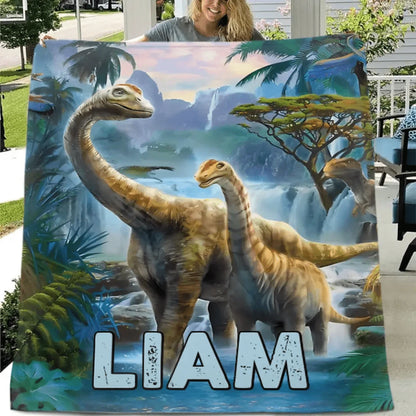 Jurassic Giraffe, Personalized Name Blanket for Kids