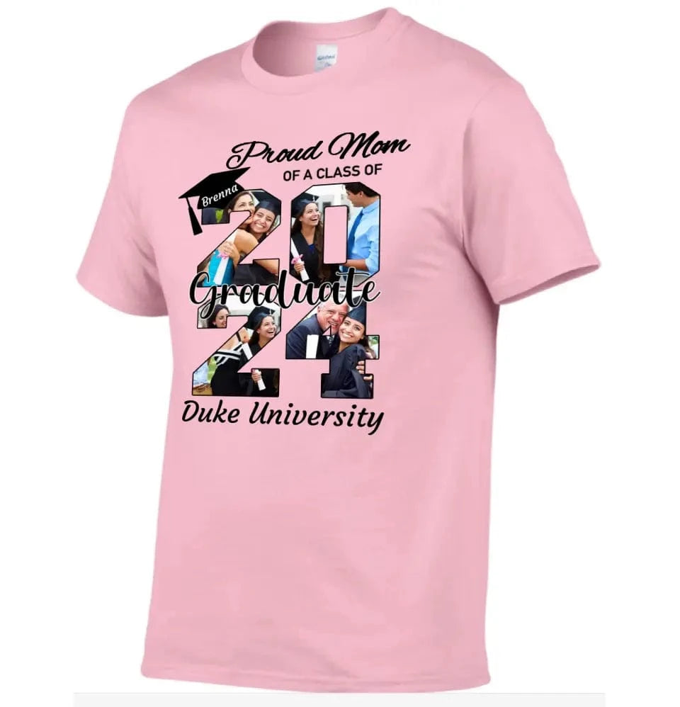 Personalized Graduation T-Shirt - Customized Name, Year and  4 Photos, Gift for Graduates