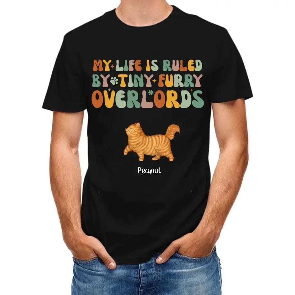 My Life Is Ruled By Tiny Furry Overlords Cat Mom Personalized Sleeve Printed T-shirt