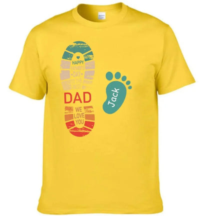 Personalized Dad And Kids Footprints Names Shirt