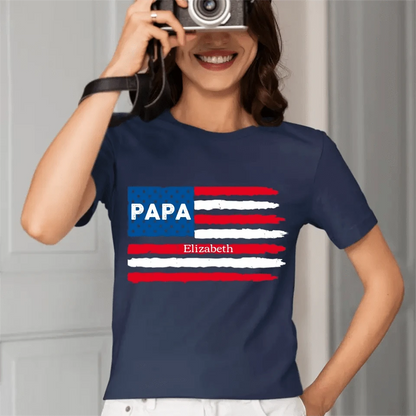 Customized PAPA Name Shirt - American Flag