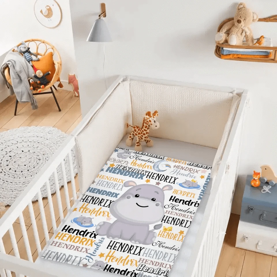 Customized Name Baby Hippopotamus Blanket For Boys Girls Babies